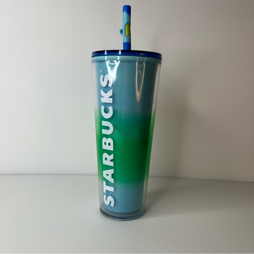 Starbucks Spring 2023 Blue Green Cold Cup Color Change Silicone Straw Topper